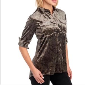 Standard Grace Crushed Velvet Gunmetal Top